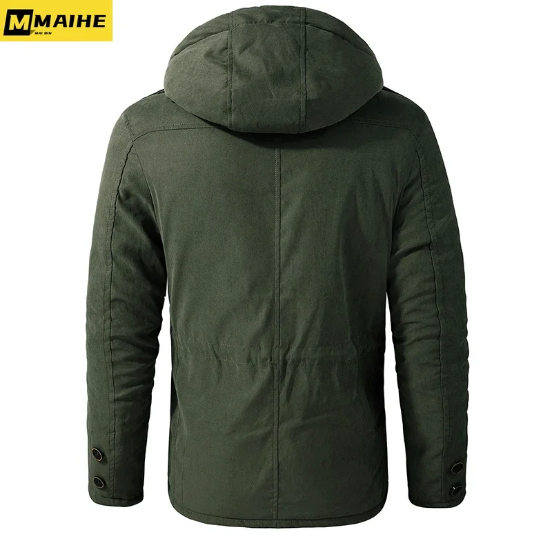 Men\'s Thicken Parkas Warm Winter Jacket Cashmere Fleece Coats unload Outdoor Cotton-Padded Male Windbreaker Hooded Outwear