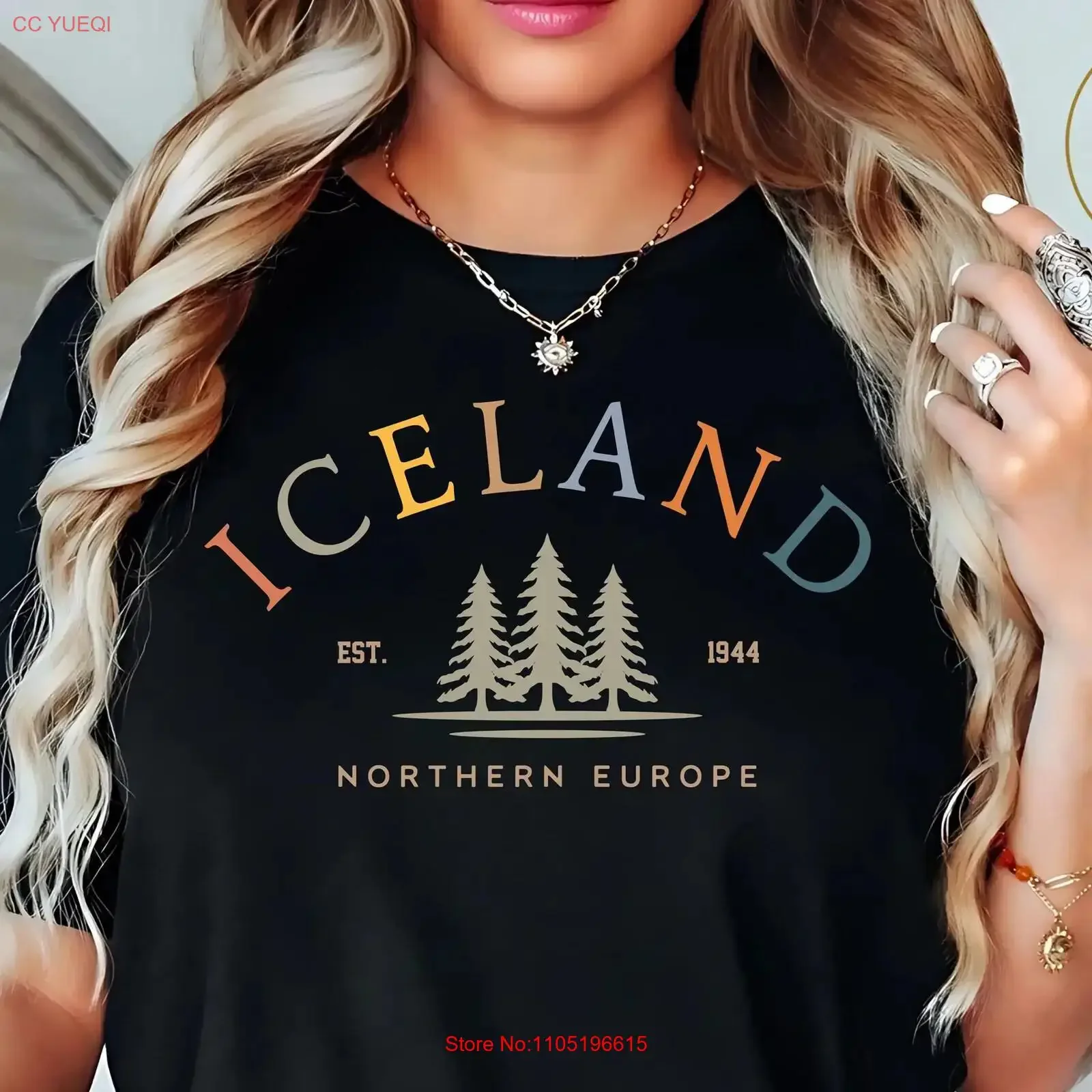 Iceland Nordic Forest T Shirt Vintage Reykjavik Souvenir Northern Europe Hiking Retro Travel  vintage Washed Unisex Breathable
