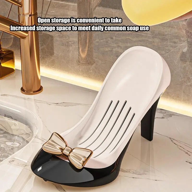 Bar Soap Containers No Punching Bathroom Soap Dish Holder High Heels Shape Design Suction Cup Bathroom Soap Dishes for Shower