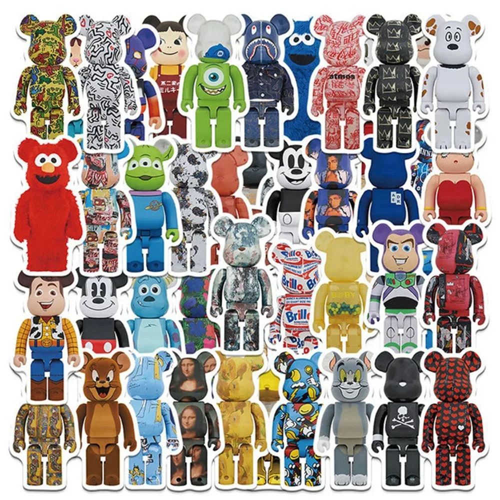 50PCS Cartoon Building Block Bear Personality Graffiti Waterproof Sticker Suitcase Notebook Refrigerator WaterCup