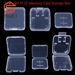 New 10Pcs Transparent SD TF CF Memory Card Storage Box Holder Box Protective Case