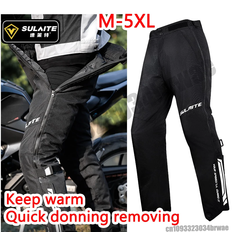 

Men's Motorcycle Quick Release Pants Built in CE Protectors Warm Waterproof Off-road Motocross Pants Winter Motorbike Trousers