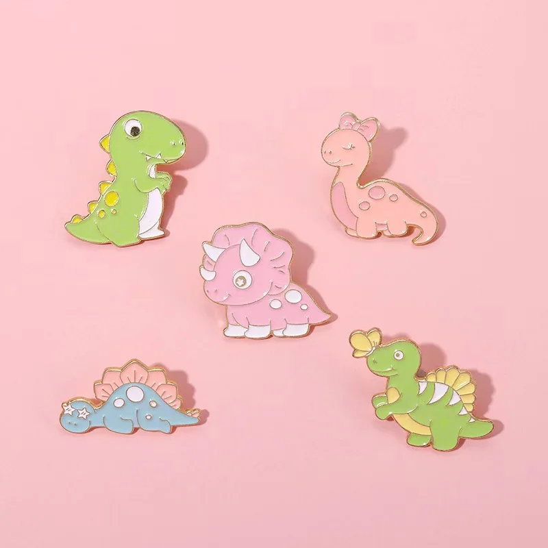 Pin Club | Cartoon Dinosaurs BroochTriceratops Stegosaurus Cute Animal Badge Clothes Backpack Accessories Jewelry Gift Wholesale