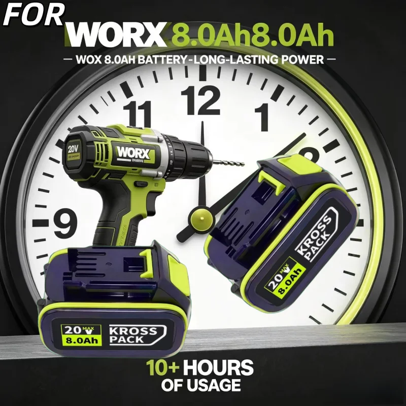 FOR WORX Multiple Power Tool Models WA3551 WA3553 WA3641 WX373 20V 8.0Ah Long Cycle Life Rechargeable Battery