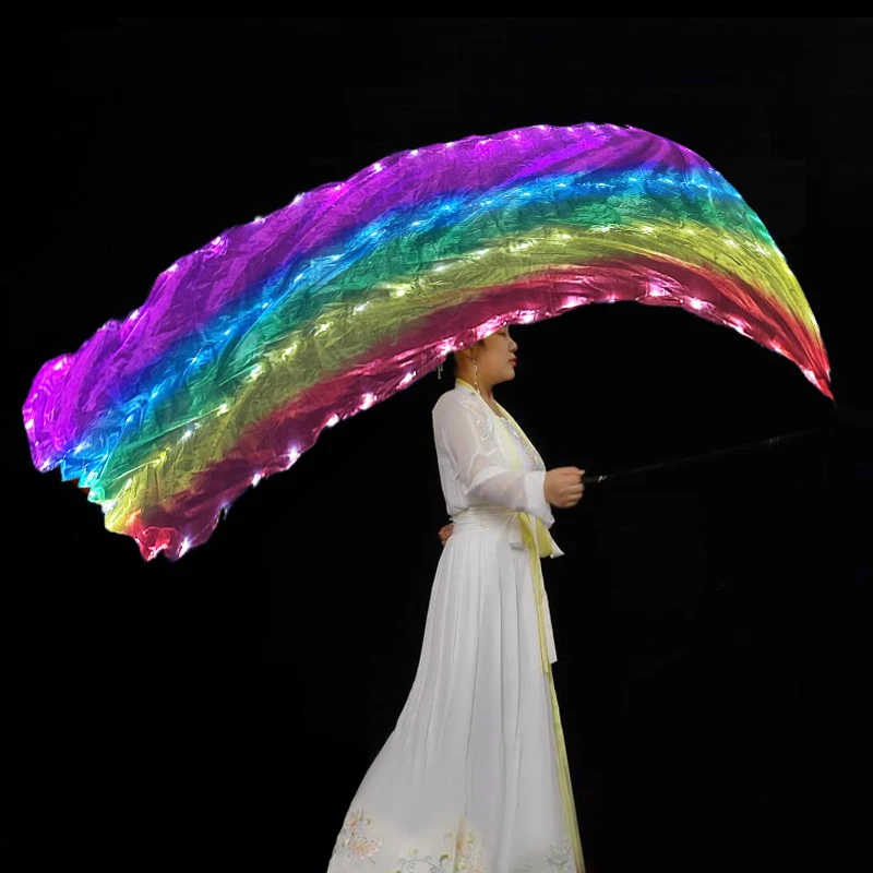 1 قطعة LED الملونة متوهجة الحرير رياضة الشريط مضيئة الحرير بوي سلسلة الكرة للنساء الرقص الشرقي أداء الدعائم #1