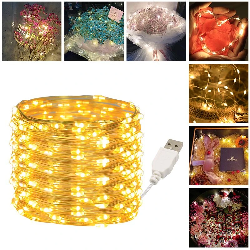 3pcs 5/10/20m Kupferdraht führte Weihnachts lichter String USB-Lampe wasserdicht Neujahrs girlande Lichterkette Hochzeits feier Dekor – Detail 1