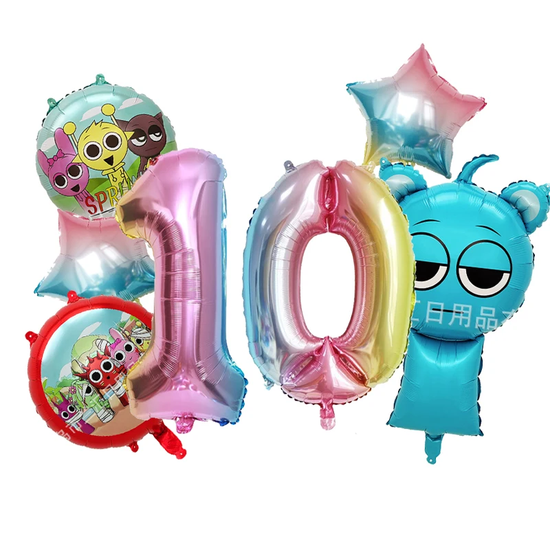 Sprunki Digit 1-10 Balloons Kids New Kawaii Birthday Decoration Baby Shower Gender Reveal Ballons Party Supplies Children Gift