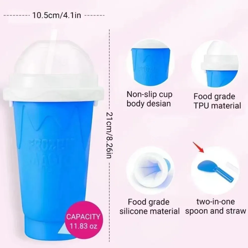 Slushie Maker Cup Magic Quick Frozen Double Layer Cooling Squeeze Cup Homemade Ice Cream Maker DIY It for Children and Family