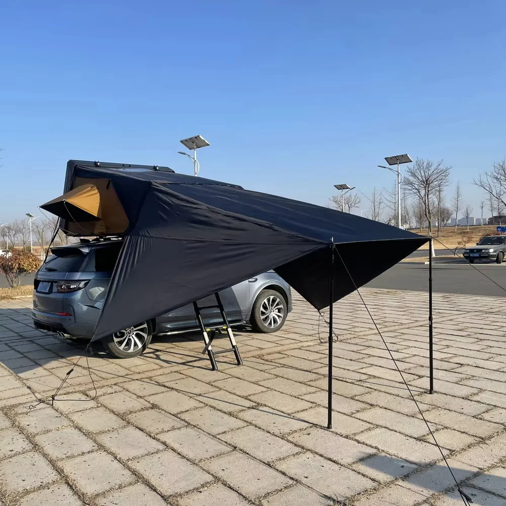 

Camping Aluminum Roof Top Tent 3-4 Person Rooftop Tent Auto Outdoor Hiking Car Triangle Clamshell Hard Shell Roof Tent