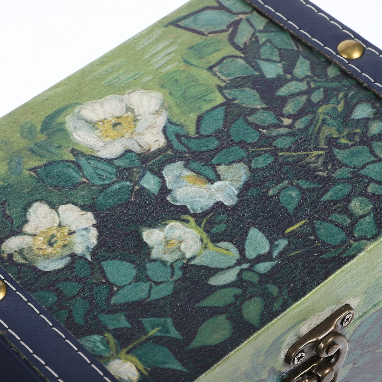 النفط اللوحة الفن صندوق مجوهرات خمر حاوية تخزين خشبية الإسورة سوار القرط حلقة المنظم تذكار الكنز الصدر #6