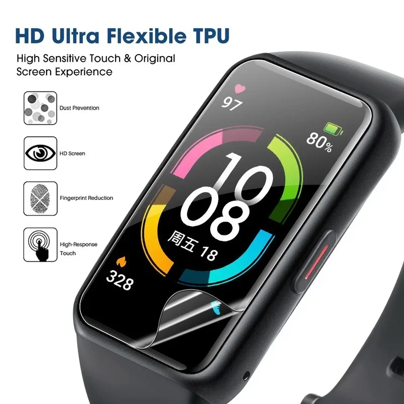 Filme de hidrogel macio para pulseira inteligente, protetor de tela HD, Huawei Band 8, 7, 6, Honor Band 6, não de vidro, Band7