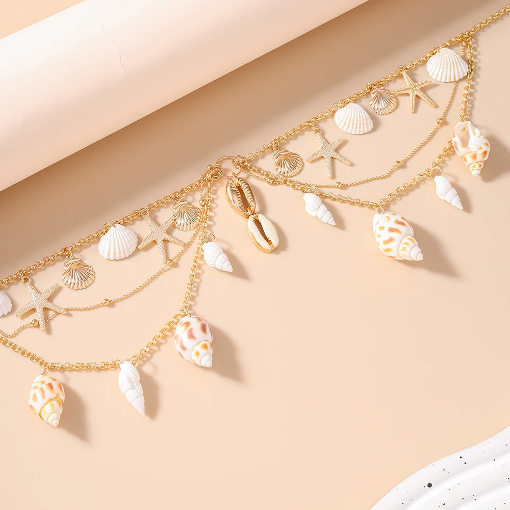 Aihua Sommer Strand Metall Seestern Muschel Shell Halskette Für Frau Mädchen Heißer Verkauf Boho Halskette Party Mode Jewerly Geschenke – Detail 3