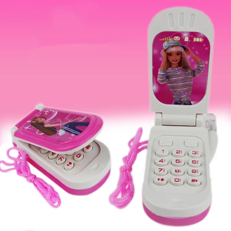 Elektronische speelgoedmobiele telefoon voor meisjes is schattig, geluid en licht, klassieke flip cover, verzamel- en nostalgisch vakantiecadeau