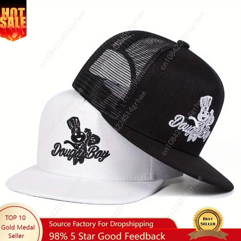 

Unisex Letter Embroidered Hip Hop Hat Mesh Hat Outdoor Sport Adjustable Sunscreen Leisure Hat Spring Autumn Travel Tourism Beach