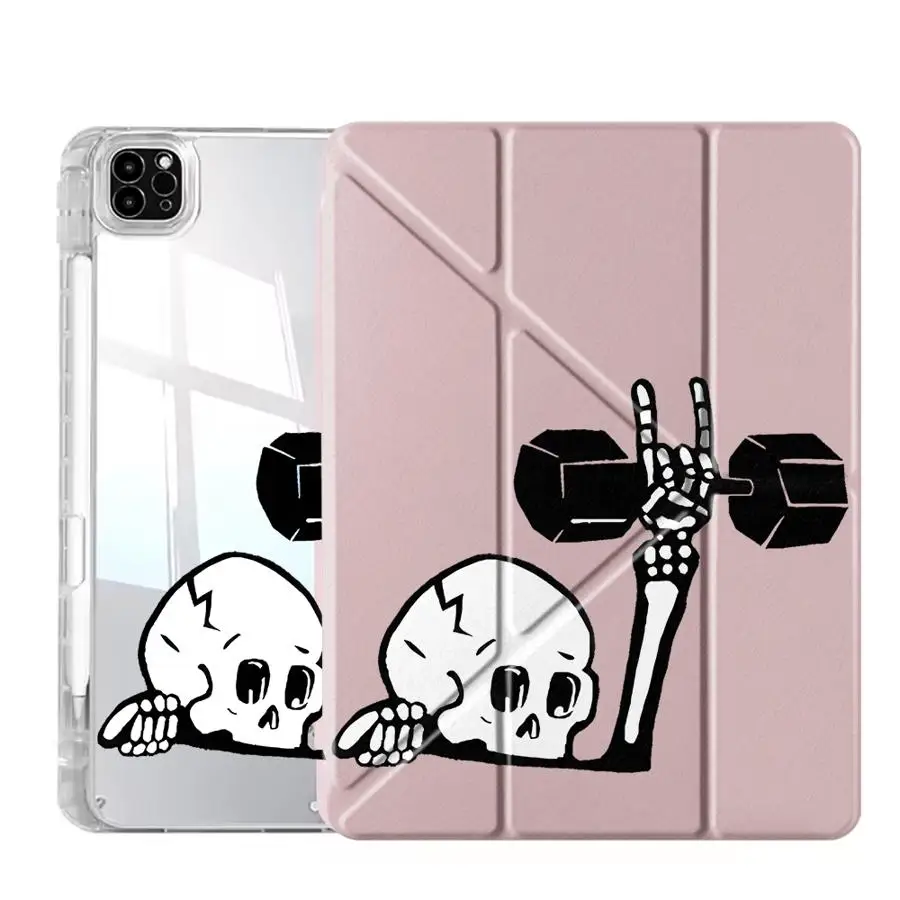 Dumbbell Skeleton Tablet Case For iPad Mini 6 7 Air 4 5 M3 M2 1 2 M4 11inch Pro 11th 10th 9th 8th 7th 12.9inch Pro 2025 Y-Fold