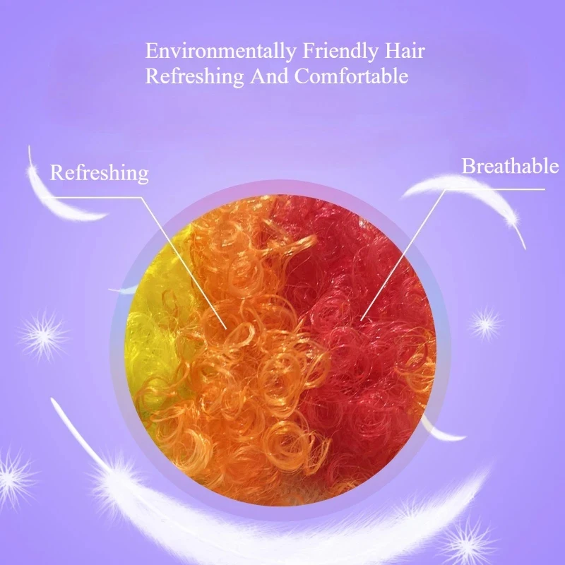 วิกผมพัดลมสีสันสดใส ชุดเต็มหัว Unisplendour เหมาะสําหรับอุปกรณ์ประกอบฉากคาร์นิวัล การแสดงอะนิเมะ เชียร์ลีดเดอร์ และคอสเพลย์