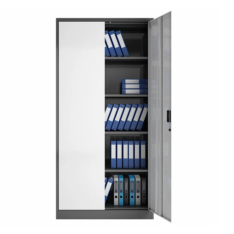 2-Door Iron Office Furniture 4 Shelves Modern Low Metal Storage Steel Filing Cabinet Locking Cupboard