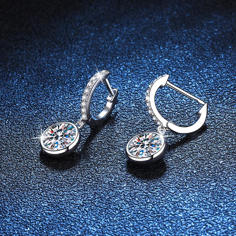 JECIRCON 925 Sterling Silver Moissanite Drop earrings for Women Round Bubble Pendant 0.5ct/1ct Diamond Jewelry Fashion All-match