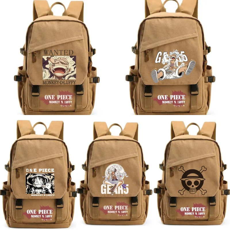 Anime One Piece Dragon Ball Korean Version Students Backpack Canvas Large Capacity Outdoor Wear Resistant Causal Bag Kids Gifts