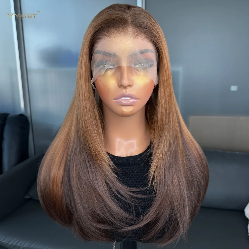 YYsoo Factory Direct Mixed Color Glueless Heatresistant Synthetic Lacefront Wigs Natural Wacy Soft Smooth For Black Womens Daily