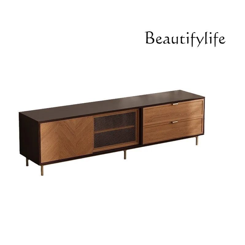 

Medieval copper network TV cabinet coffee table combination modern simple home living room retro creative TV low cabinet