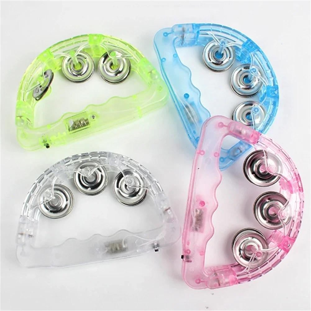 2pcs Led Tambourines Colorful LED Light Up Sensory Flashing Tambourine Musical Instrument Shaking Toys Tambourine Accessories