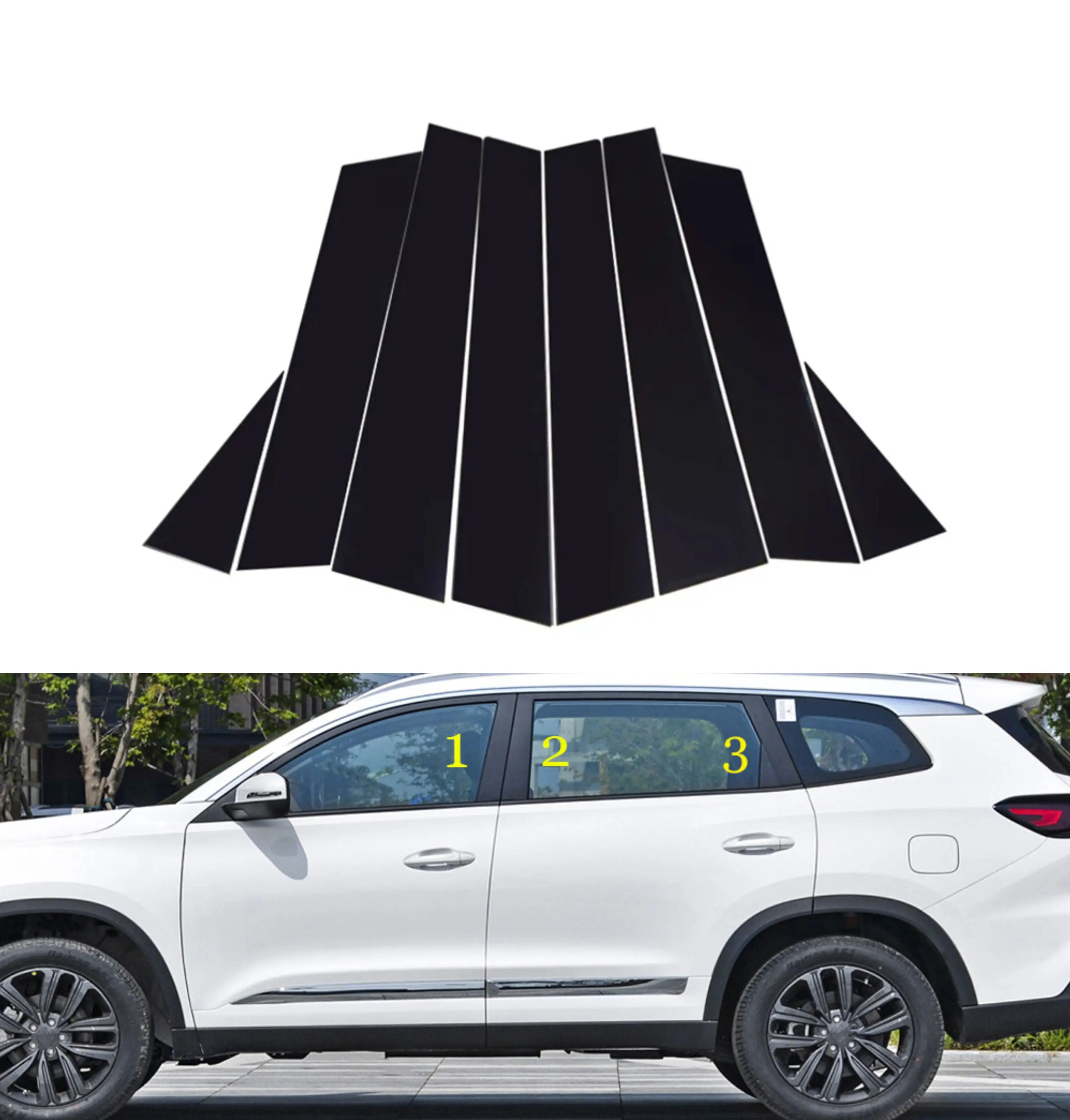 8PCS Polished Pillar Posts For Chery Tiggo 8 Pro 2018 2019 2020 2021 2022 Car Accessories Window Trims Decoration Strip
