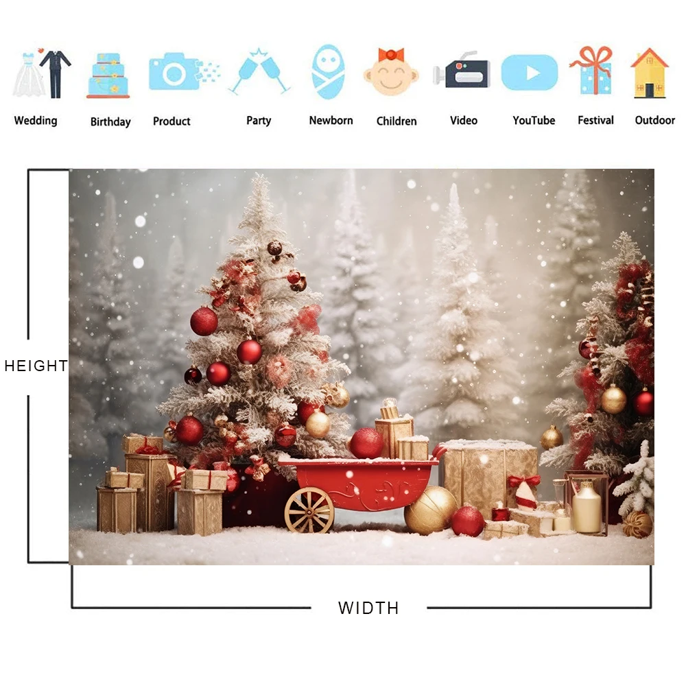 Bonvvie Christmas Photography Backdrop Winter Window Gift Baby Portrait Photographic Family Party Background for Photo Studio