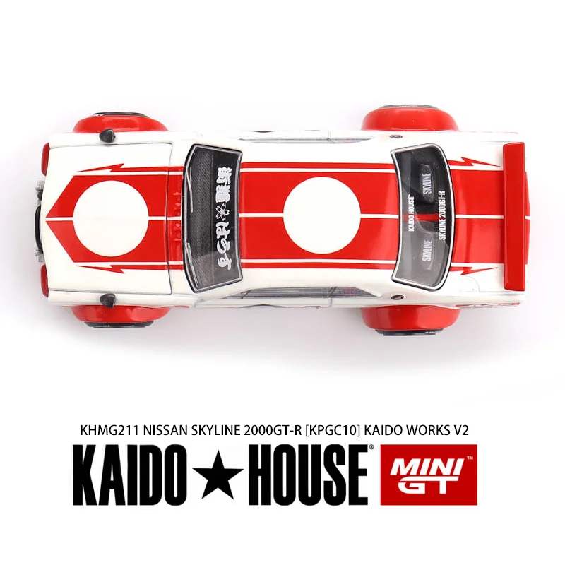 Kaido House + MINI GT 1/64 Nissan Skyline 2000GT-R (KPGC10) Kaido Works V2 غطاء محرك السيارة يمكن فتحه سبيكة نموذج سيارة هدية #6