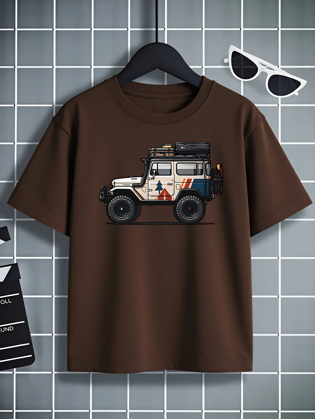 T-shirt à manches courtes pour enfants, motif de chemin d'exploration, tendance mode estivale, décontracté, col rond, pour parents et enfants