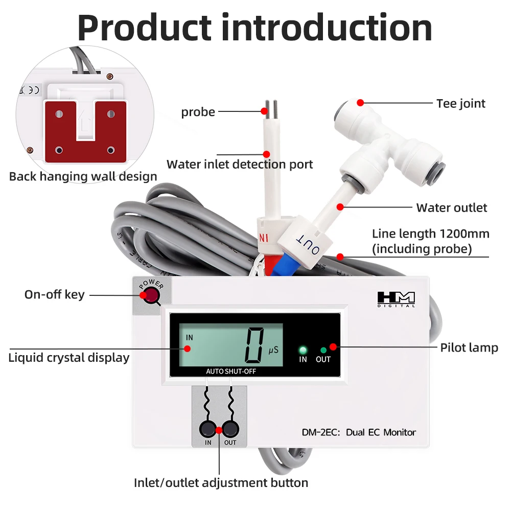 Dual Water Quality Tester Online TDS/EC Meter Digital Input/Output Water Quality Monitor Tap Water Fish Tank Test Pen