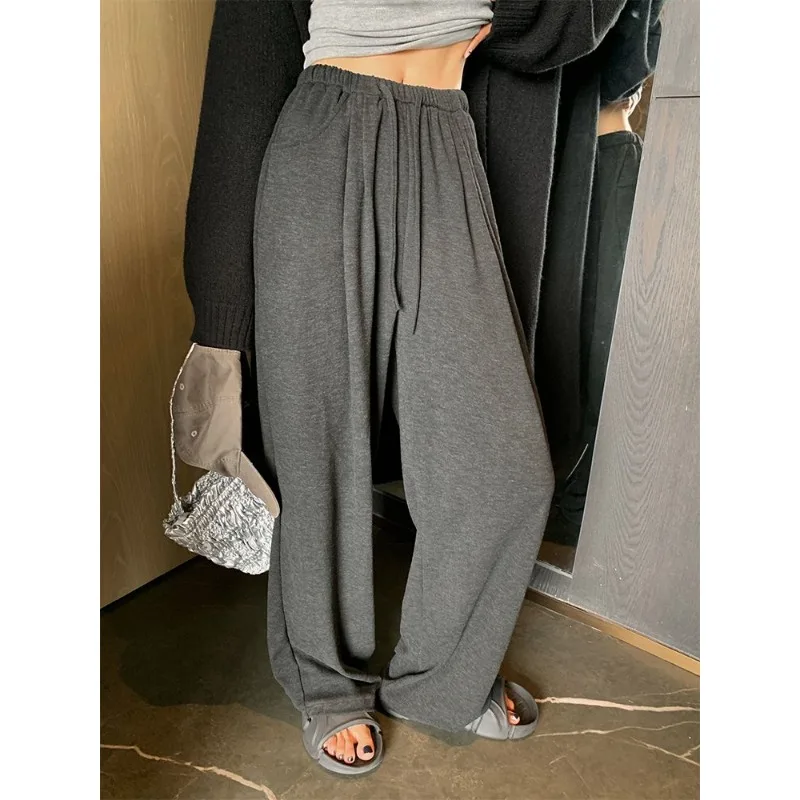 Deeptown Oversized Grey Women's Sweatpants Jogging Korean Fashion Wide Leg Baggy Sport Pants Casual Harajuku Trousers Hip Hop