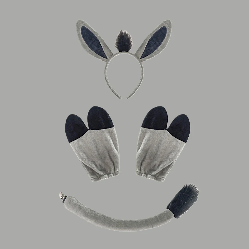 Pluche Dier Oor Hoofdband Hoef Staart Ezel Giraffe Koe Party Lolita Cosplay Props Maskerade Halloween Kostuum Set Hoofddeksel