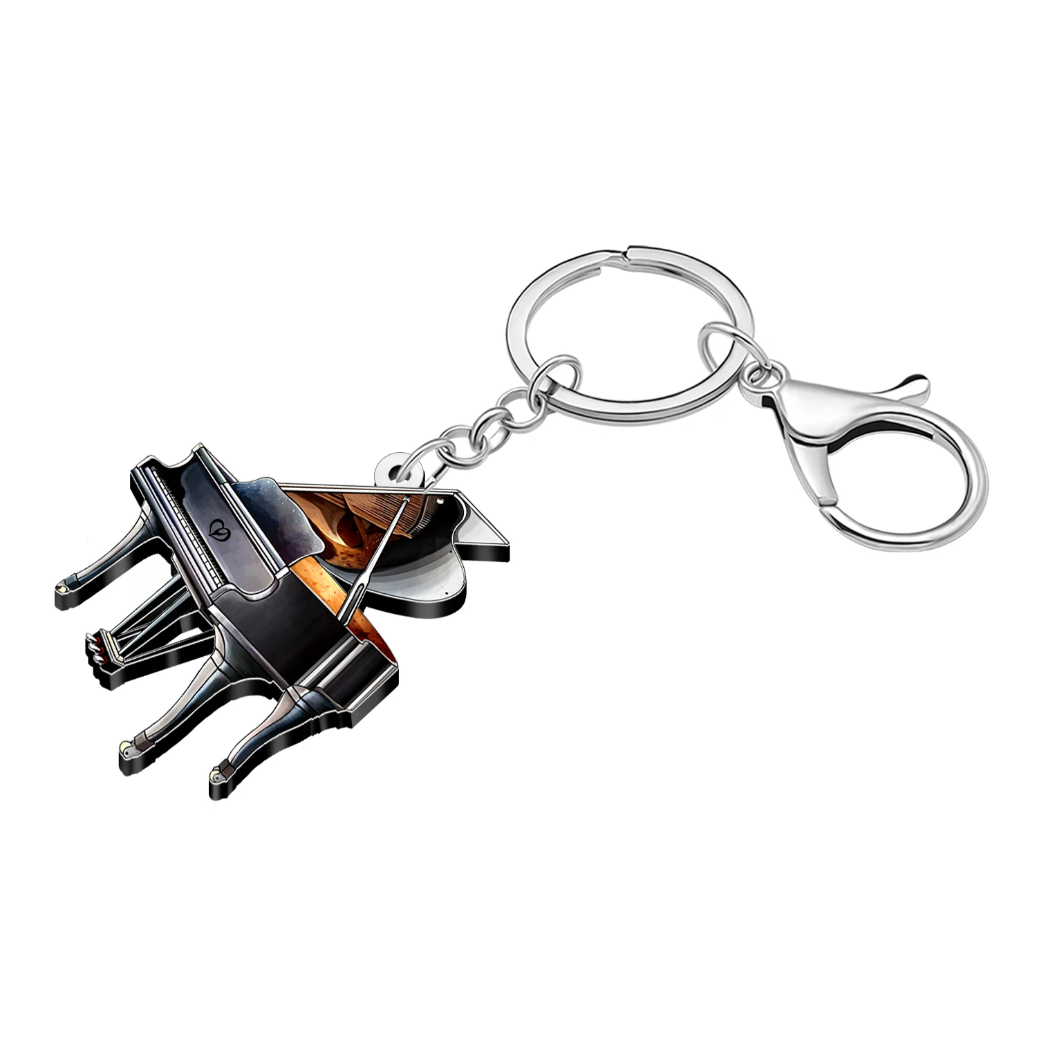 WEVENI Acrylic Black Piano Keychains Vintage Musical Instrument Key Chains Rings for Women Girls Handbag Purse Backpack Gifts
