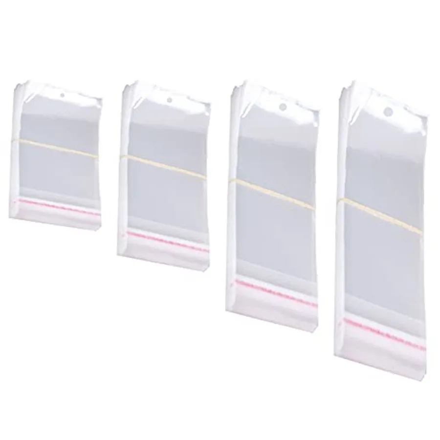 400Pcs Self Sealing Bag with Hang Hole Resealable Storage Bag Clear Plastic Hanging Bag for Packaging Necklaces Earrings Jewelr