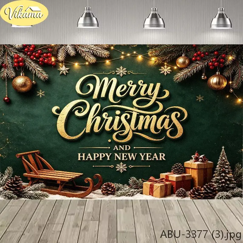 VIKAMA Gradient Christmas and New Year Tapestry Merry Christmas Background Cloth Living Room Party Wall Decor Room Decoration