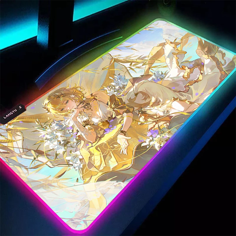 

RGB Mouse Pad Office Computer Desk Mat Honkai Star Rail Aglaea Table Keyboard Pad LED Laptop Carpet Accessories Gaming Mousepad