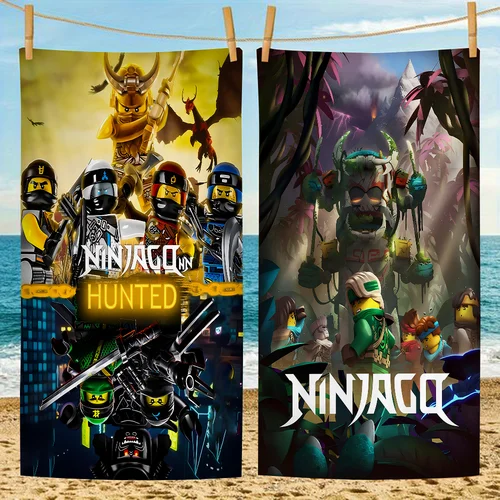 만화 N-Ninjago 쿨 L-LEGO 클래식 애니메이션 극세사 비치 타올, 흡수성 빠른 건조 소프트, 휴양지 등산 타올 