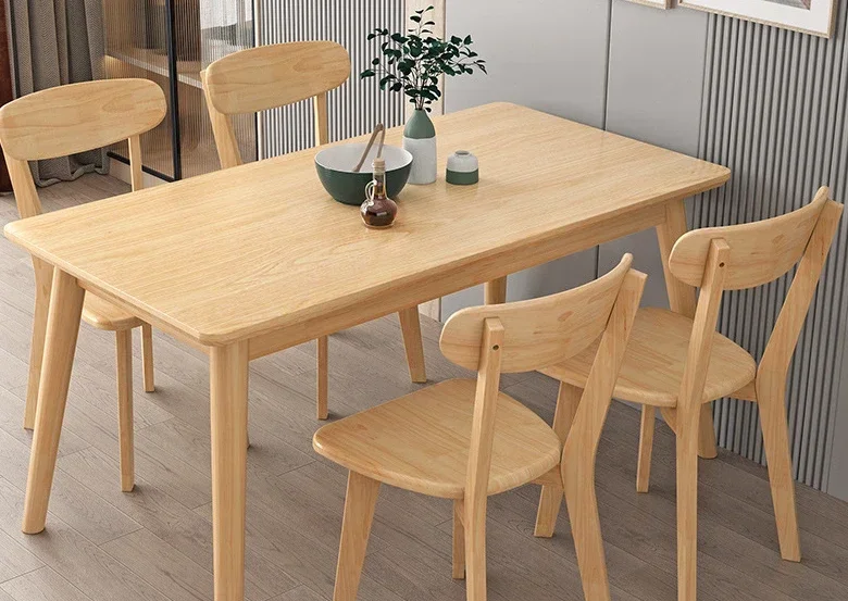 Simple Oak Small Apartment Dining Table Nordic Home Dining Tables and Chairs Set Engineering Solid Wood Table