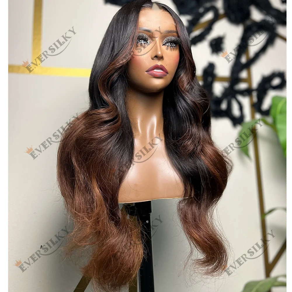

Ombre Каштаново-коричневый Свободные волнистые парики с U-образной частью 100% парик из натуральных волос Регулируемые парики с V-образной частью Выделите черный полный конец 250Densi