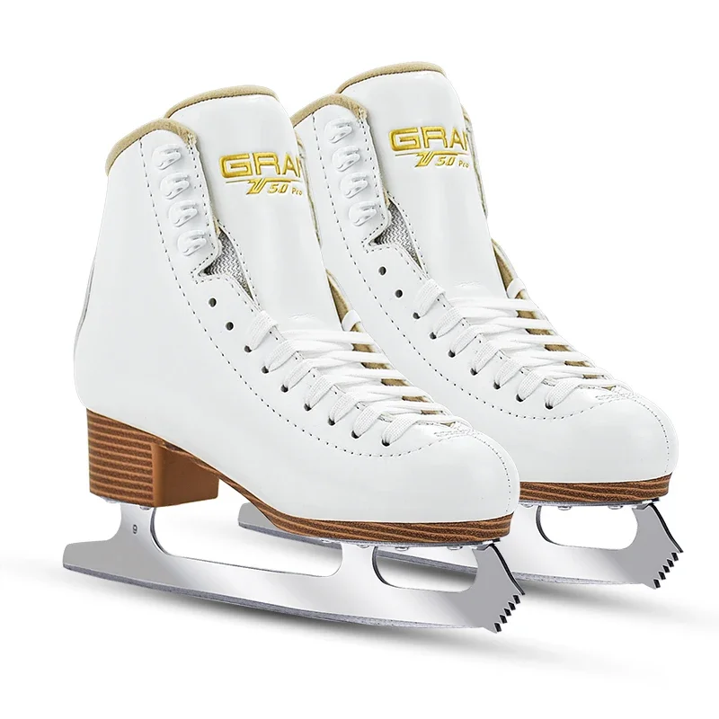 Winter 26#-43# Synthetic Leather Cotton Fabric Stainless Steel Blade Ice Figure Skate Boots ice skating shoes for kids Asia Only