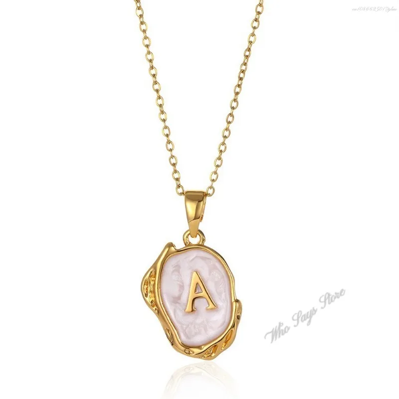 A-Z Alphabet Gold Plated Stainless Steel Pendant Necklace for Women Snake Chain Initial Letter Clavicle Necklaces Collar Jewelry