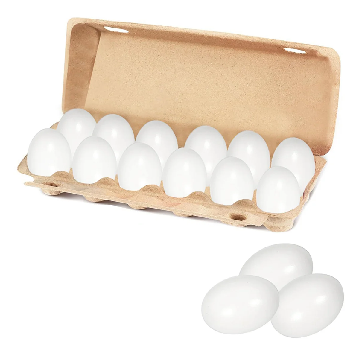 

12 Pcs Wooden Eggs Painted Fake Easter Eggs Unpainted Fake Wooden Eggs for CABEGts,Easter Decoration White