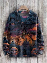 Sudadera informal para hombre y mujer, jersey con estampado de arcoíris y calavera de Halloween