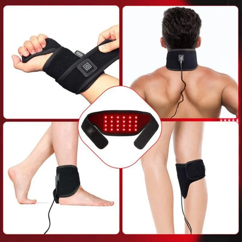 Red Neck Massager for Pain Relief, Infrared Light Therapy, Pulse, 850nm, IPL, Red Light, Neck Physiotherapy Instrument