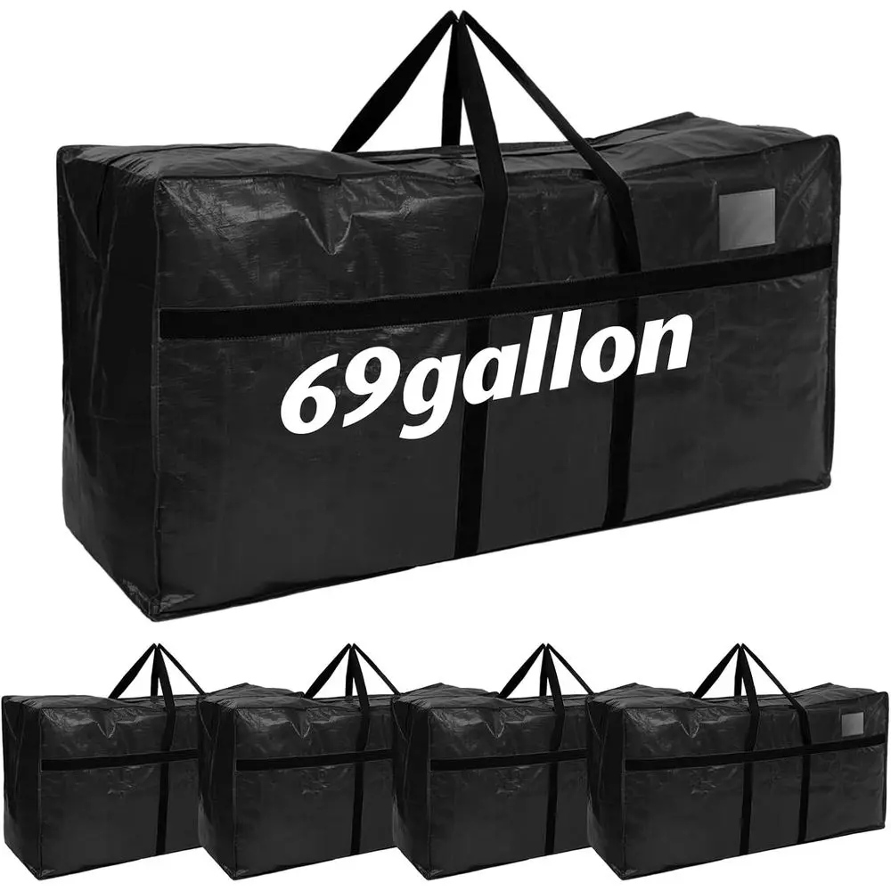 

69 Gallon Extra Large Moving Bags XXL Heavy Duty Storage Bag with Strong Zipper Handle Jumbo Big Tote Box Foldable for College D