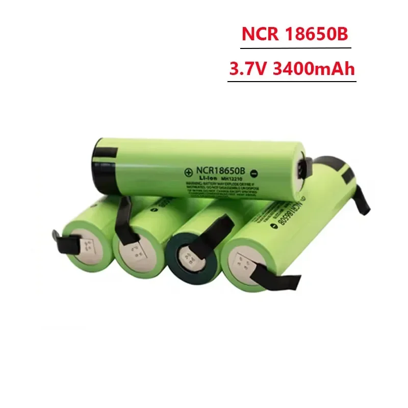 High Capacity NCR 18650B 3.7V 3400mAh 18650 Flat Head High Current Rechargeable Lithium Battery+DIY Nickel Shipment