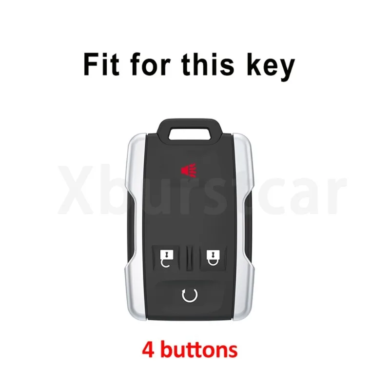 4 Button Gold Edge TPU Auto Shell Fob Holder Car Key Case Cover Bag For GMC Canyon Sle Sierra 3500HD Chevy Colorado LT Silverado