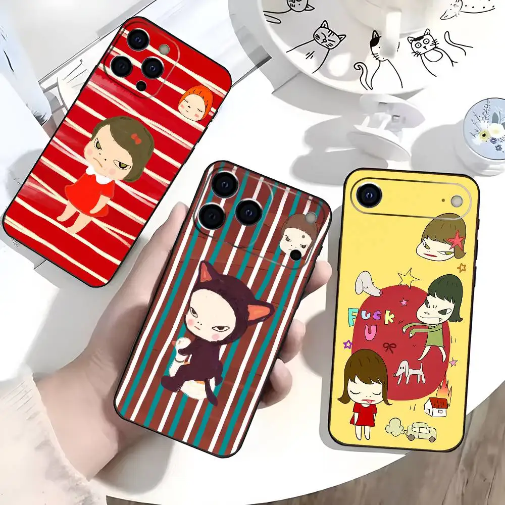 

Japan Art Y-Yoshitomo N-Nara Phone Case For iPhone 17,16,15,14,13,12,11 Plus,Pro Max,XS,Soft Black Cover