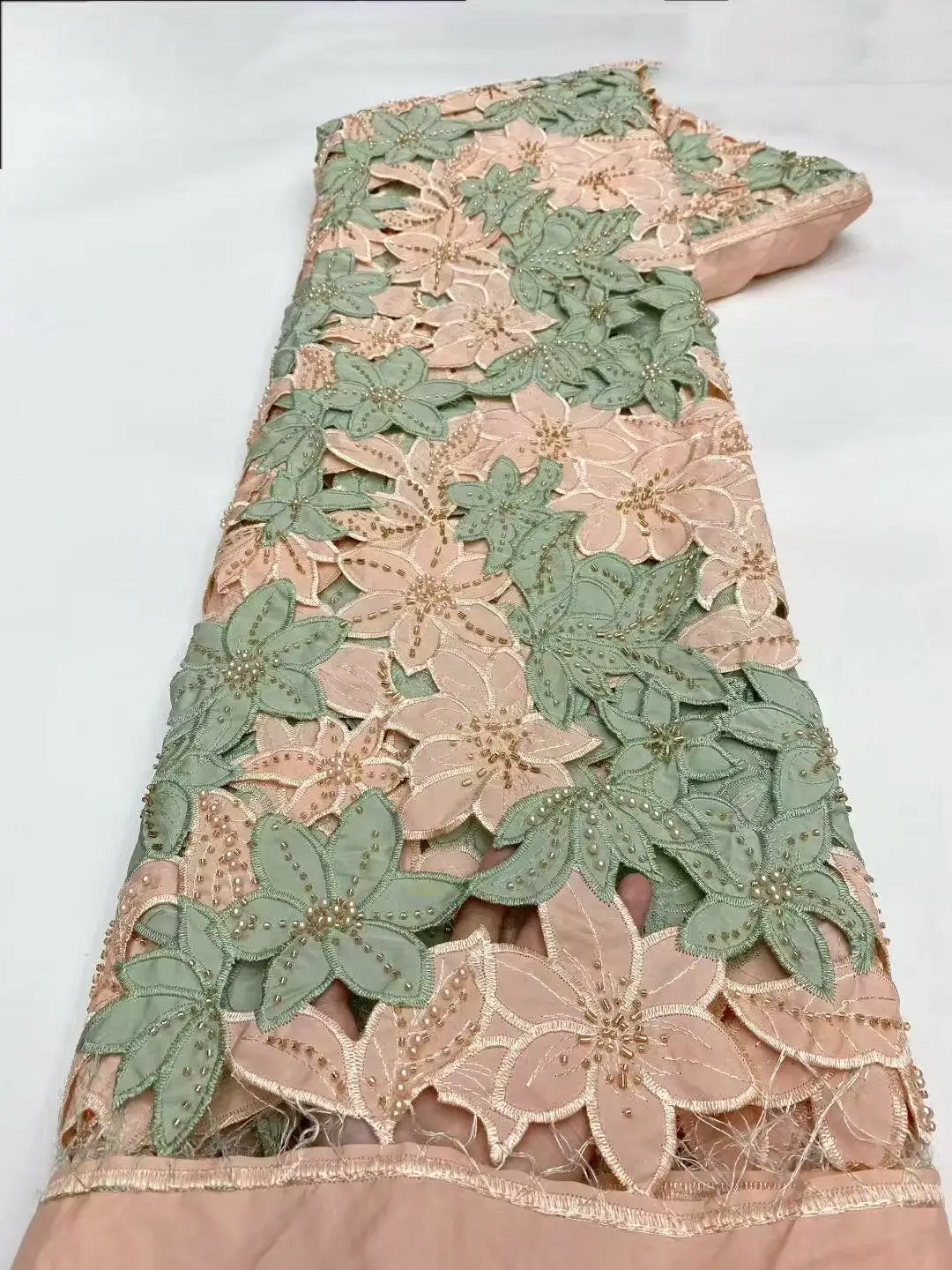 Neueste Afrikanische Perlen Spitze Stoff Hohe Qualität Französisch Nigerian Pailletten Tüll Spitze Stoff für Frauen Party Kleid Nähen Party Saison